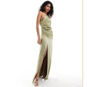 Pretty Lavish Light Green Silky One Shoulder Bridesmaid Dress